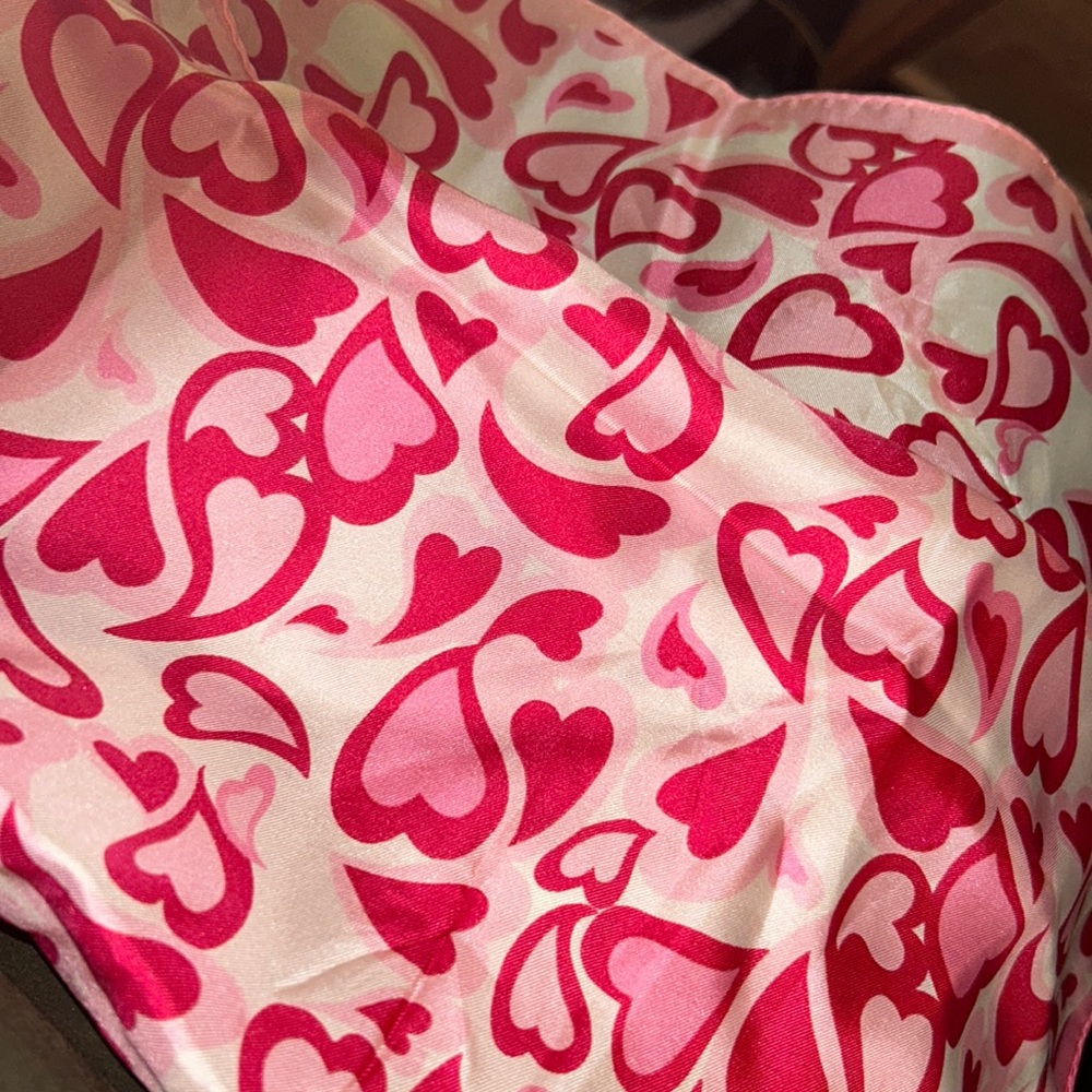 HALF OFF. HEARTS~~ Pink and Red silk scarf